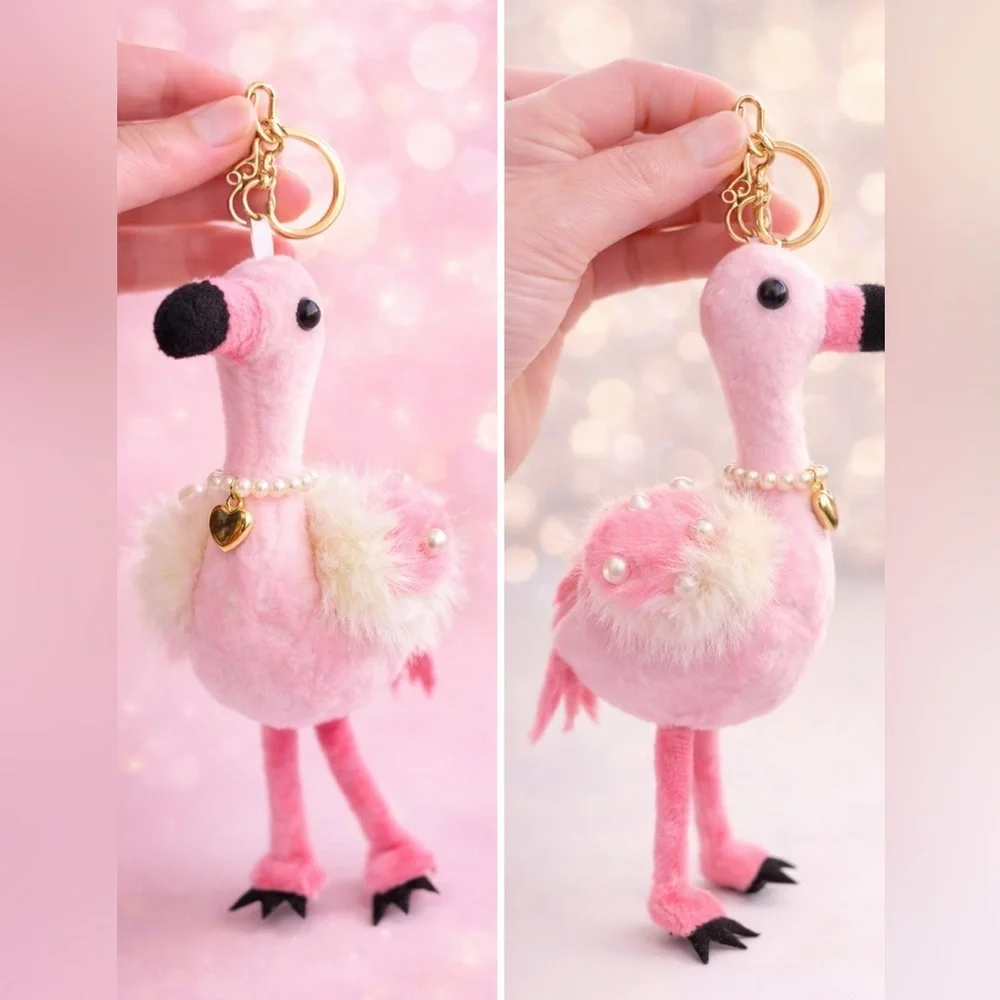 Rare Natasha Couture Pink Flamingo Bag Charm & Keychain